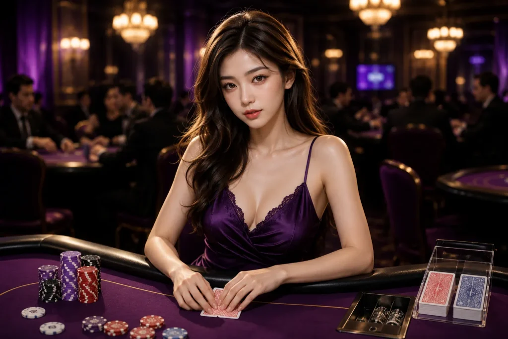 Elegant poker night in purple