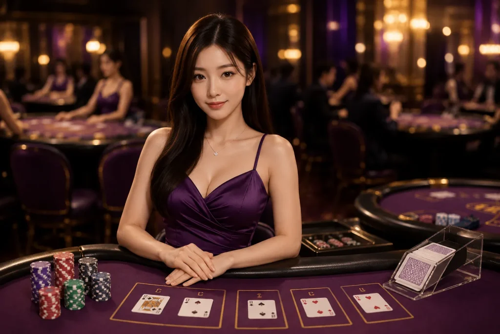 Glamorous casino scene with soft lighting